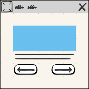 Wireframe created with TinyUX showing buttons with long arrows.